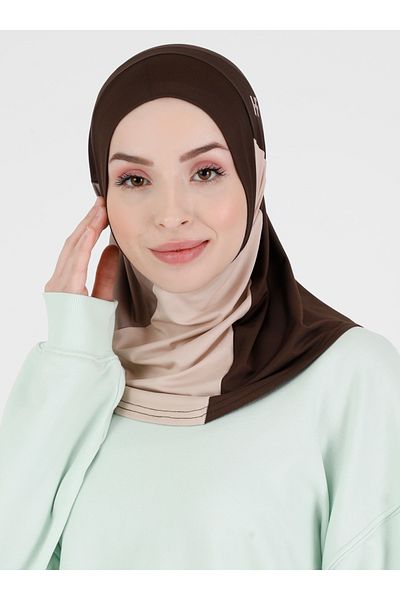 Ecardin Premium Colored Sports Hijab - Comfortable Instant Hijab - Brown Mink