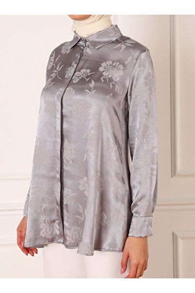 Refka Jacquard Satin Tunic - Gray - Refka
