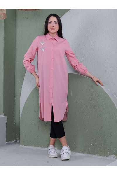 Por La Cara Dried Rose Stone Detailed Tunic - Por La Cara
