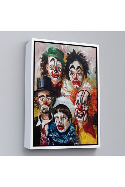 Harita Sepeti Unhappy Clowns Decorative Wall Painting with White Frame