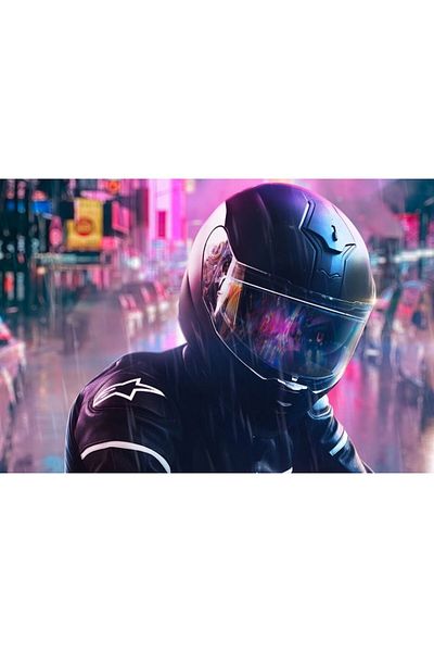 OEM Poster Biker Helmet Reflection, 61x90cm, poster909, Zumzeria ®