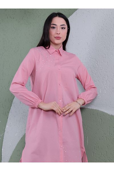 Por La Cara Tunica Detaliata Dusty Rose Stone - Por La Cara