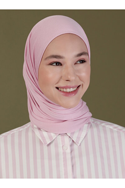 Ecardin Χτενισμένο βαμβακερό κασκόλ - Ροζ -