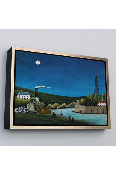Harita Sepeti Henri Rousseau cu cadru de aur - Pictură pe râul Seine din Suresnes - Seine în Suresnes