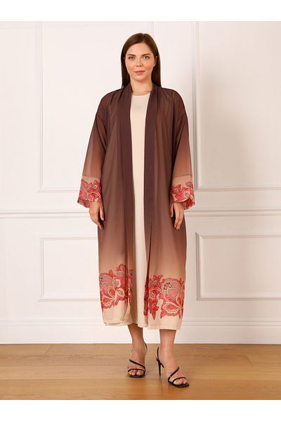 ALİA Σετ σιφόν Plus Size - Μοτίβο ντεγκραντέ, Καφέ, Alia