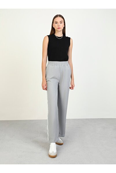 Benin Gray Blue Stripe Detailed Pocket Trousers - Benin