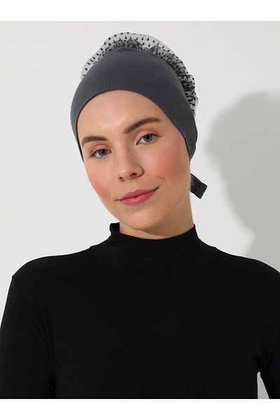 Tuva Dark Gray Canvas Knobed Bonnet