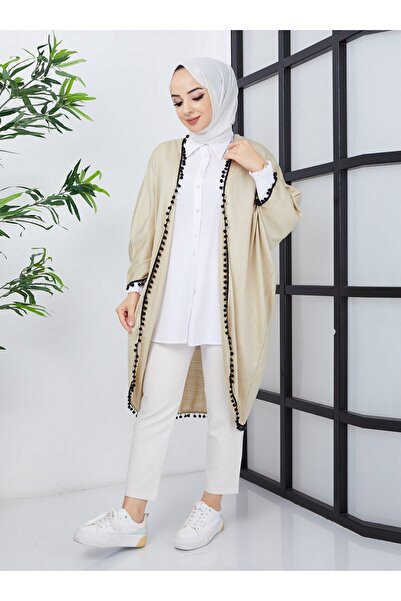 SAHRA BUTİK Cream Colored Tasseled Flat Pot - Sahra Butik