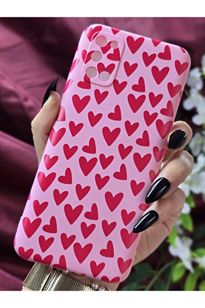 Magic Ring OPPO A52/A72/A92 Uyumlu Kalp Desenli İçi Kadife Pembe Silikon Tele...