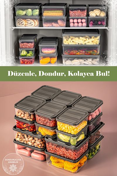 Vienev 20-Piece Gray Microwavable Refrigerator Organizer - Freeze Storage Container
