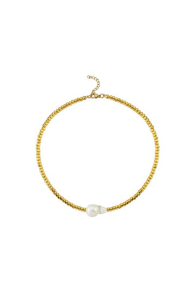 CHARMLUCKY Baroque Pearl-Hematite Stone Necklace