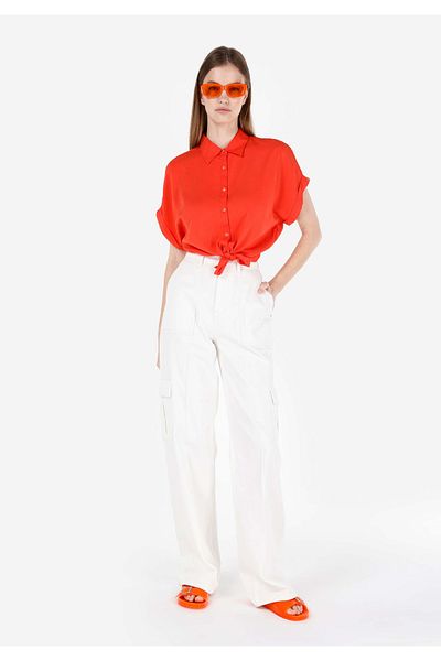 Colin's Cargo Fit High Waist Narrow Leg Women's White Jean Trousers