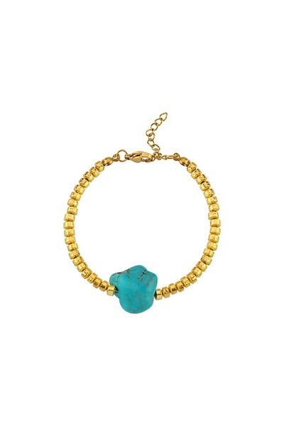 CHARMLUCKY Turquoise-Hematite Stone Bracelet