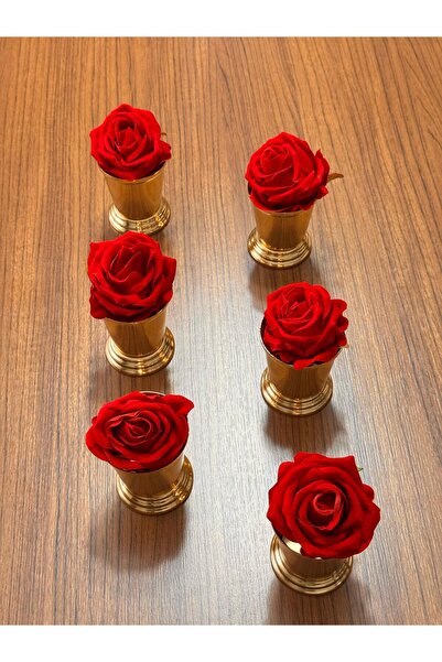 GLORİNDA HOME GOLD LÜLS 6'LI SUNUMLUK DEKARASYON-DEKORATİF GÜL KOVASI (GÜLLÜ)