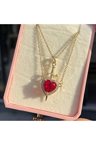 Vintagezegeni Kalp ve Kılıç Kolye