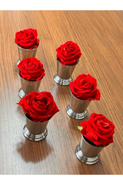 GLORİNDA HOME وعاء عرض فاخر من الفضة مكون من 6 قطع - وعاء زهور مزخرف