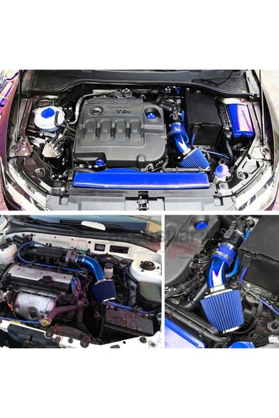 carlone Spor Açık Hava Filtresi Krom Borulu Mavi Renk -Boru Çapı 7,6cm Uzunluk 23cm