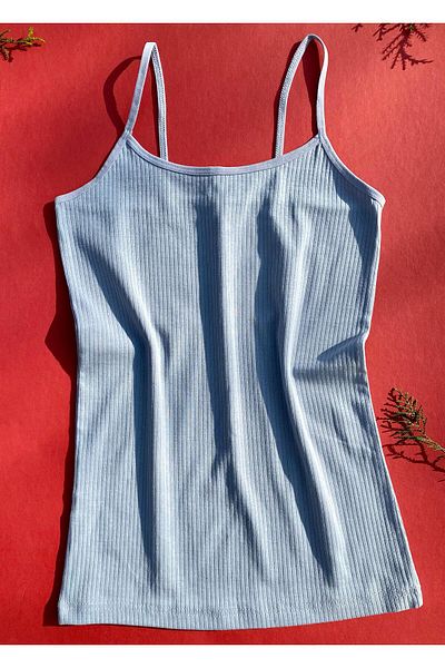 VicTroy Cotton 3-Piece Rope Strap Blue, Pink and Green Report Ribbed Women's Undershirt