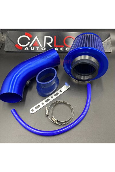 carlone Spor Açık Hava Filtresi Krom Borulu Mavi Renk -Boru Çapı 7,6cm Uzunluk 23cm