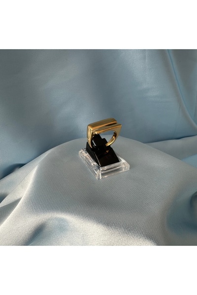 stainless steell 316L Çelik Geometrik Gold Yüzük