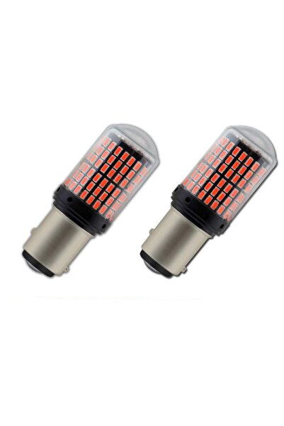 Yboxe 2 Adet 1016 Çift Duy Çapraz Tırnak 144 Led BAY15D Kırmızı