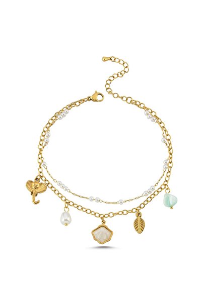CHARMLUCKY Steel 2-Piece Sea Charm Anklets