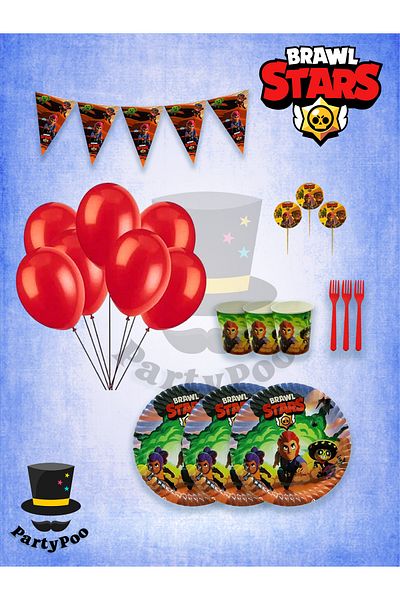 PartyPoo Μίνι σετ γενεθλίων Brawl Stars για 16 άτομα |   Προμήθειες και διακοσμήσεις για πάρτι