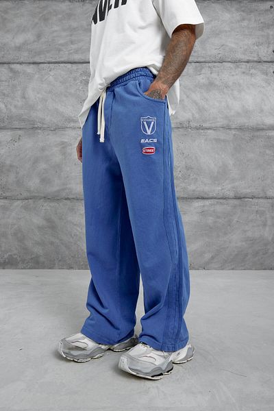 NOMARC Blue Acs Street Written Washed Baggy Sweatpants
