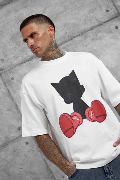 NOMARC Tricou oversize cu imprimeu alb