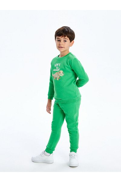 LC Waikiki Lcw Crew Neck Long Sleeve Basic Baby Boy Sweatshirt and Sweatpants Bottom 2-Piece