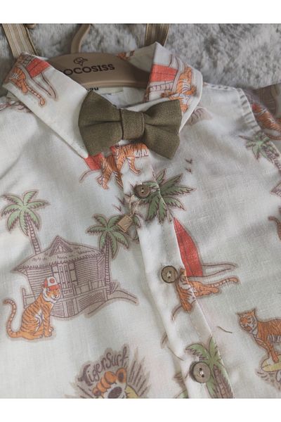 COCOSISS Cocosi̇ss 6-24 Months Lion Shirt Baby Boy with Y Belt Bottom and Top Set
