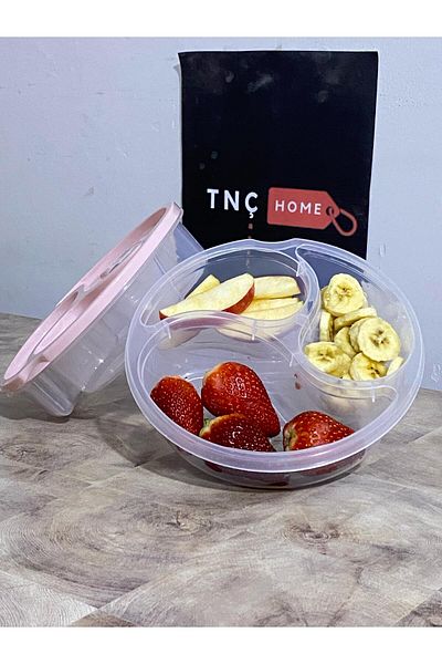 Tnchome Damla 3-Compartment Storage Container Set of 3 0.55 Lt Small Size Pink Anti-Racite Storage Box Storage