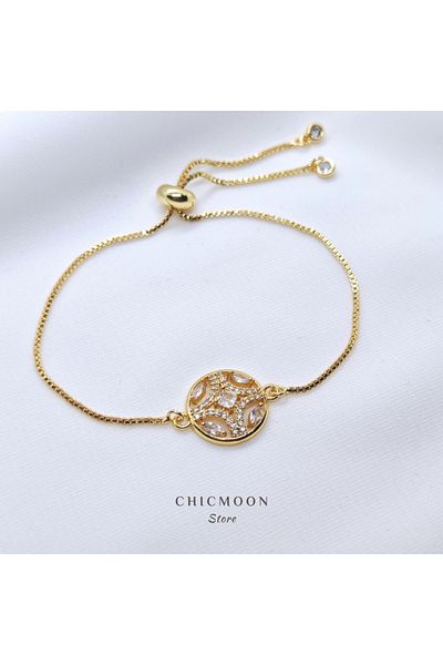 CHICMOON STORE Steel Gold Color Stone Elevator Bracelet