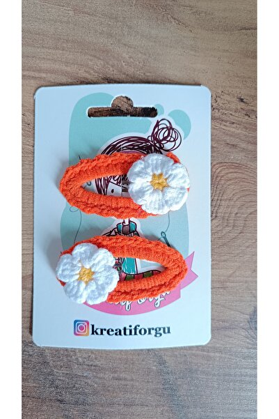 KREATİF TASARIM Σετ κλιπ μαλλιών με διακοσμητικά λουλούδια, 4 χρώματα (πορτοκ...