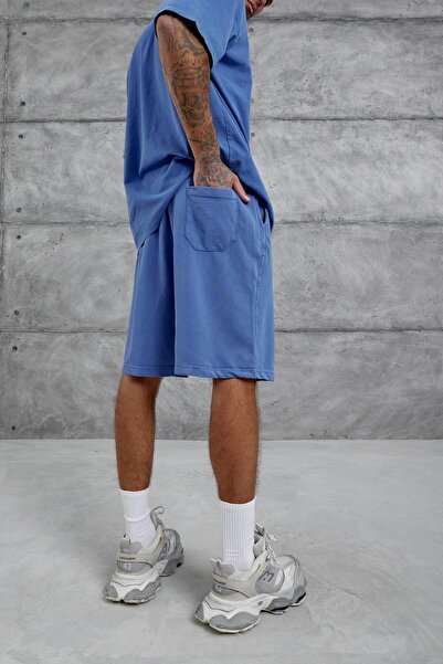 NOMARC Men's Blue Washed Oversize Shorts