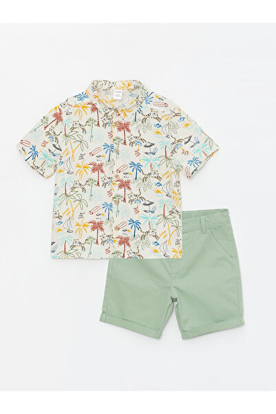 LC Waikiki LCW Short Sleeve Basic Baby Boy Shirt and Shorts 2 Pieces Set