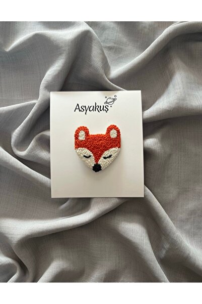 asyakuş Efsarstudio Handmade Tilki Punch Nakışı Kadın Klips Toka