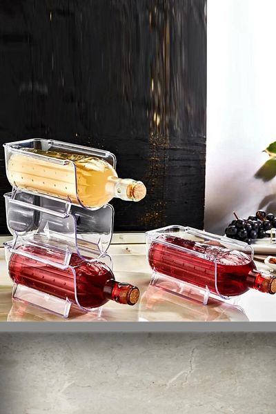 BRAVES Layer Stackable Bottle Organizer Shelf Refrigerator Organizer Bottle Rack 3Pcs