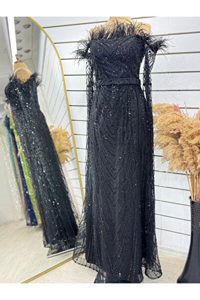 E&A Eren Abiye Tüy detaylı taşlı abiye