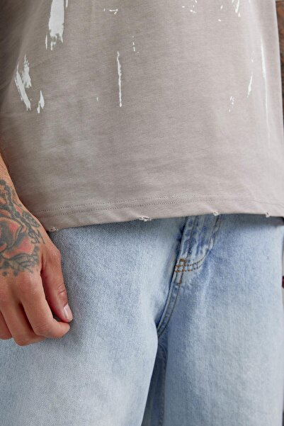 NOMARC Ανδρικό μπλουζάκι με στάμπα σε καφέ χρώμα