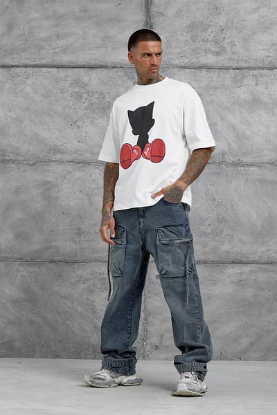 NOMARC Tricou oversize cu imprimeu alb