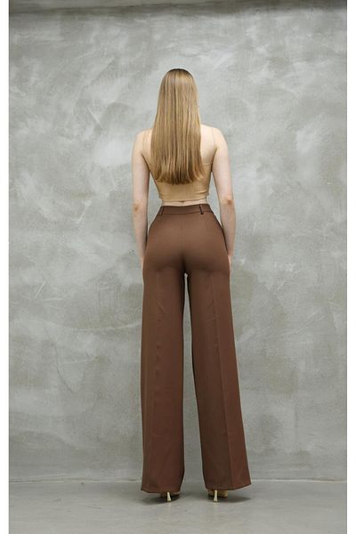 Sea Queen Women's High Waist Knitted Palazzo Fabric Pants