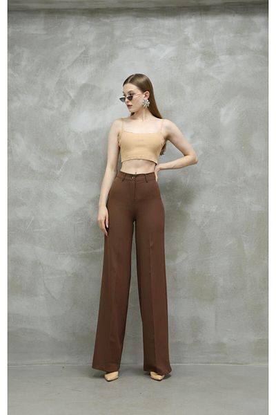 Sea Queen Women's High Waist Knitted Palazzo Fabric Pants