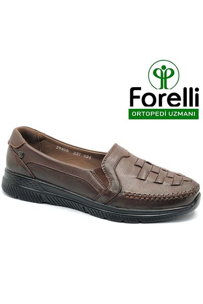 Forelli Olivia Genuine Leather Orthopedic Comfort Women's Casual Shoes Tan