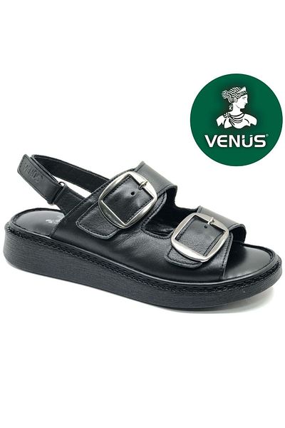 Venüs Vini Γνήσιο Δέρμα Comfort Ορθοπεδικά Γυναικεία Σανδάλια ΜΑΥΡΟ