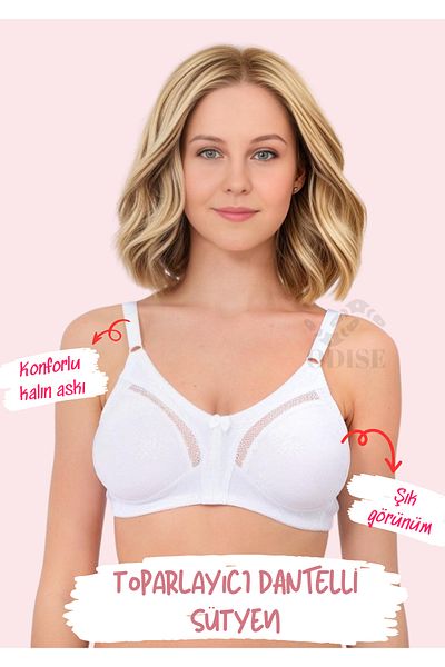 ODISE Lace Detailed Cotton Gathering Wire-Free Bra (Large Size Available)