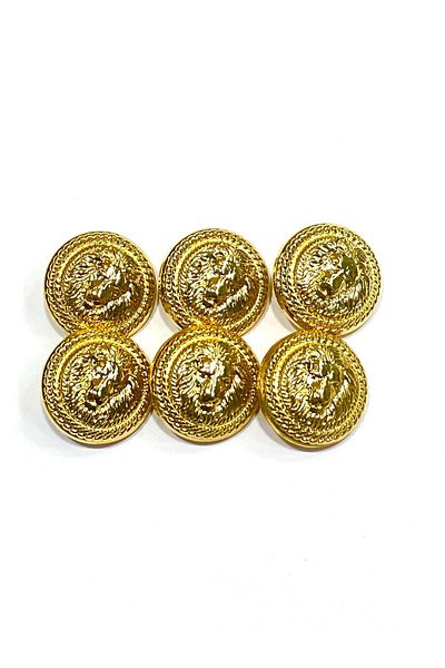 karantuhafiye Coat Button / Lion Model / Gold / Set of 6 / 2.8 cm