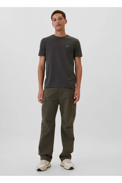 GAP Ανδρικό μπλουζάκι με κοντό μανίκι V-Frch Everyday Soft Micro Logo Crew 502022000 ΓΚΡΙ