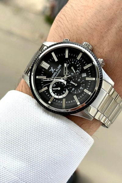 Daniel Klein 100% Original Silver Cord Black Dial Special Design Men's Watch with Bracelet Gift