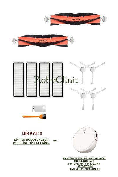 Roboclinic Xiaomi Mi Robot 1C / 2C Vacuum Mop (Stytj02Zhm),(Stytj01Zhm)F9 Compatible Global Renewal Set-12 Pieces